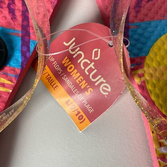 Juncture Women’s (Brand New) Multicolored Flip Flops w/Clear/Gold Straps - Picture 4 of 6